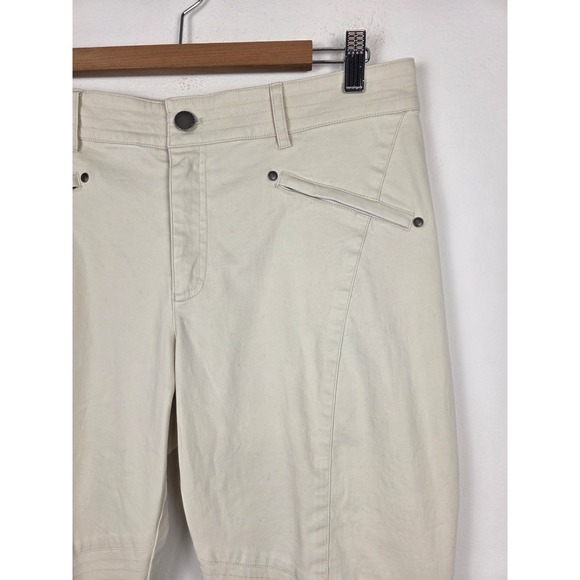Peruvian Connection Womens Cream Moto Equestrian Slim Pants Ankle Zip Size 12 - Picture 3 of 7